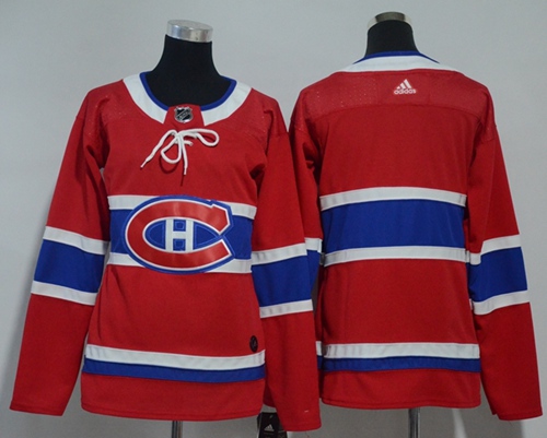 Adidas Montreal Canadiens Blank Red Home Authentic Women Stitched NHL Jersey->women nhl jersey->Women Jersey